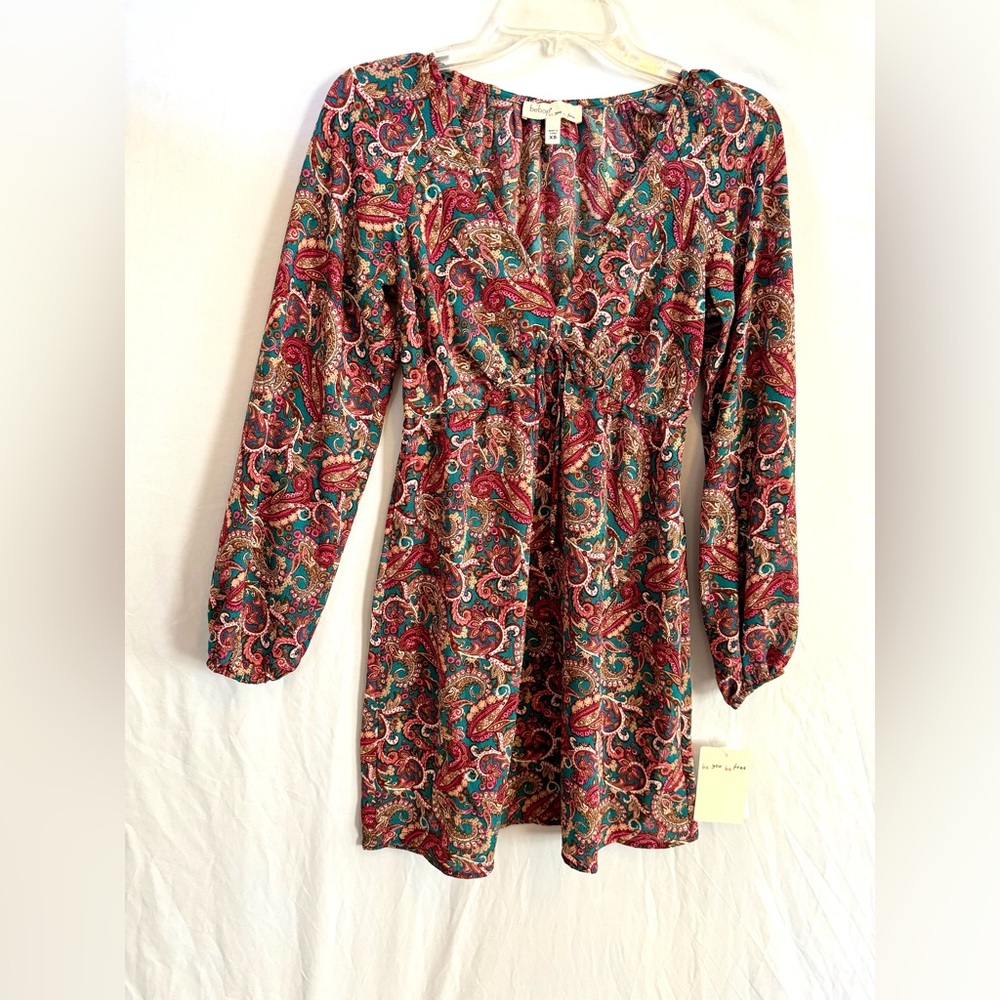 Bebop NWT Retro Boho Paisley Minidress.